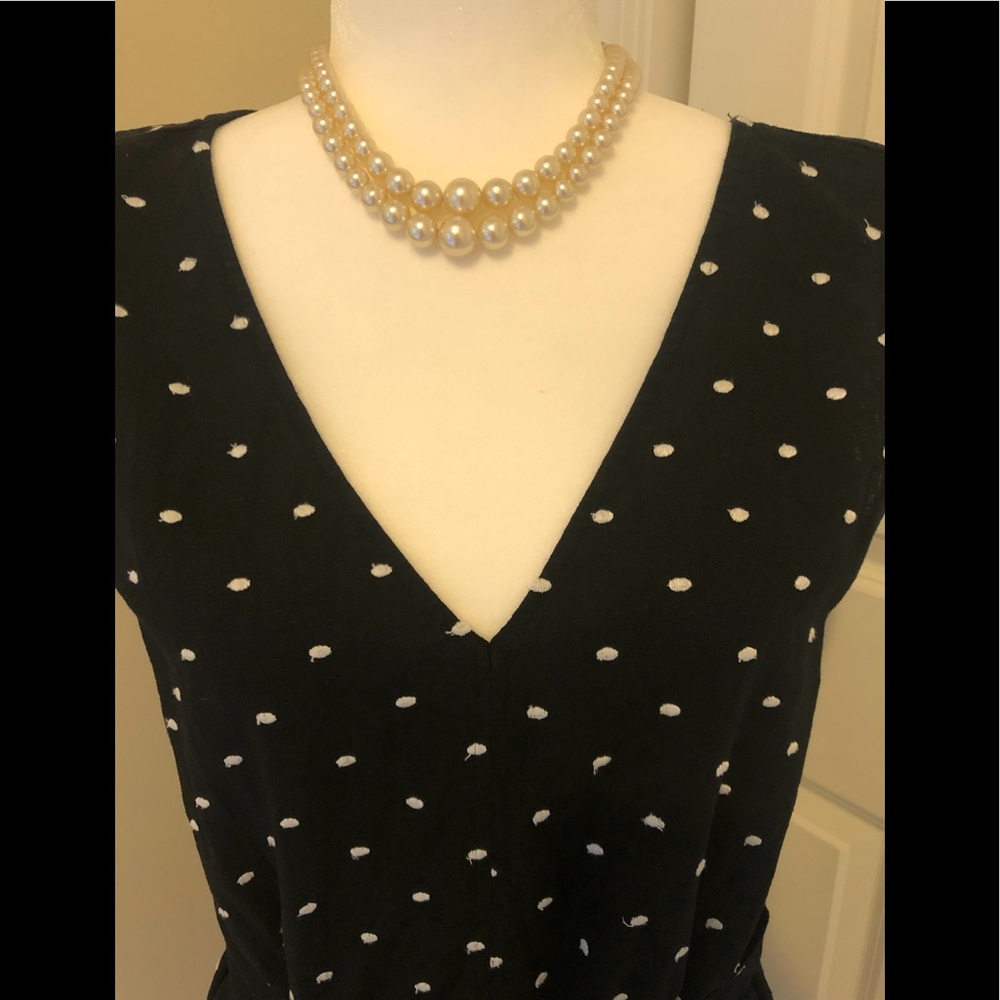 SALE 2/$40 Petite Loft Clip Dot Double V Romper